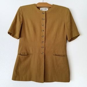 Vtg Jones New York mustered yellow linen blazer